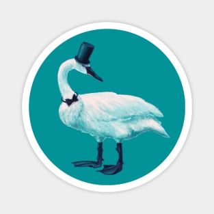 Funny Swan With Bowtie And Top Hat Magnet